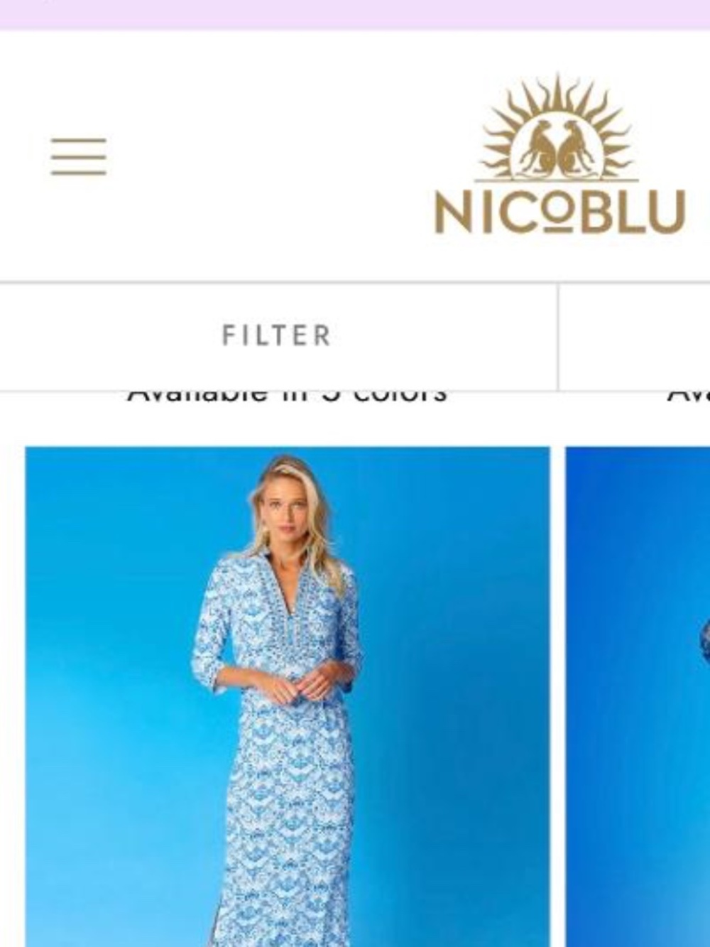 NICO BLU - SHALIMAR LONG TUNIC DRESS WITH  SAPPHIRE JEWEL EMBEBELLISHMENTS.